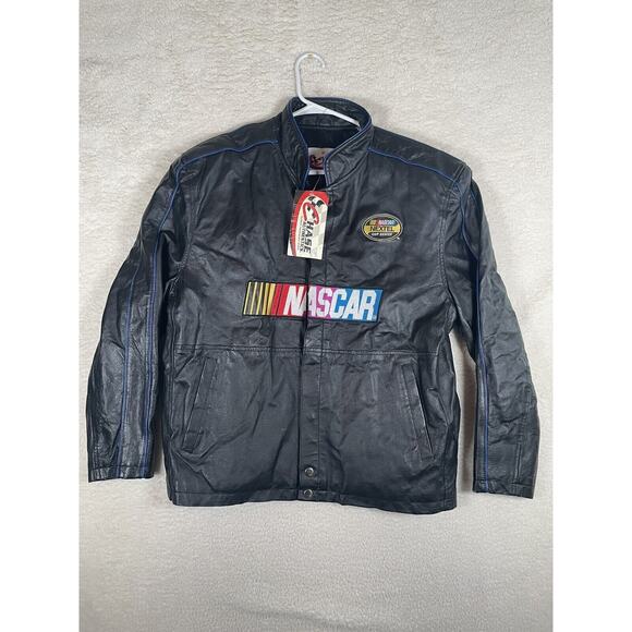 NEW Chase NASCAR Leather Jacket Mens Medium Nextel Cup Quilted Snaps (READ) - Picture 1 of 15